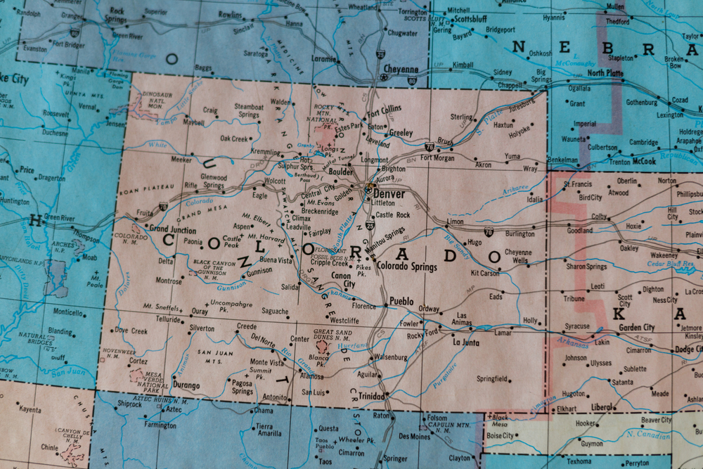Photo of map of colorado