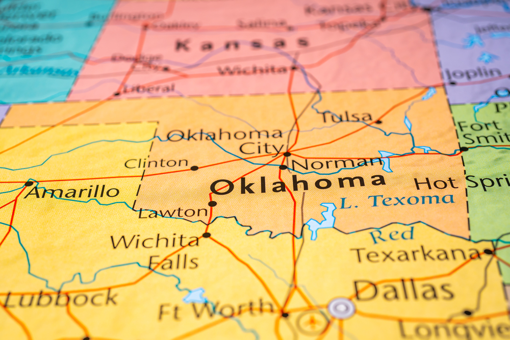 Photo of map of oklahoma