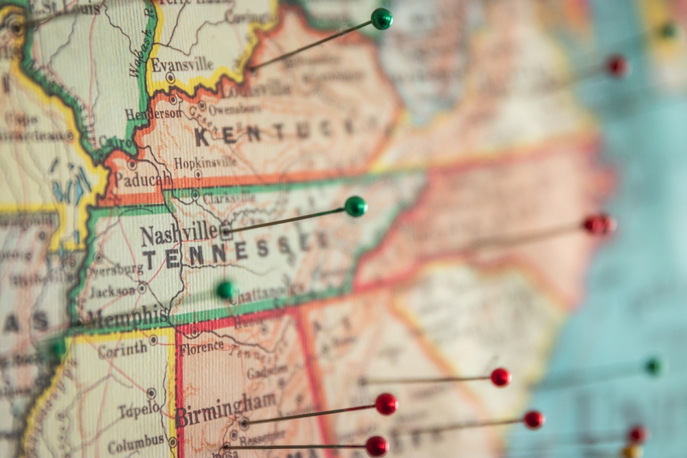 Photo of map of tennessee