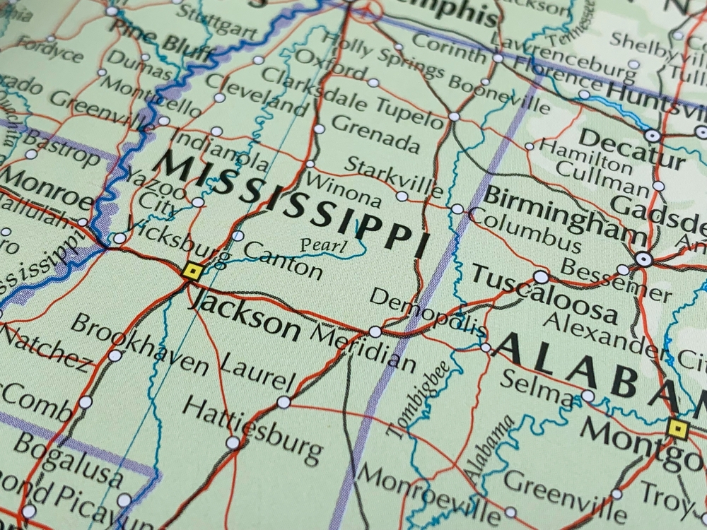 Photo of map of the state of mississippi